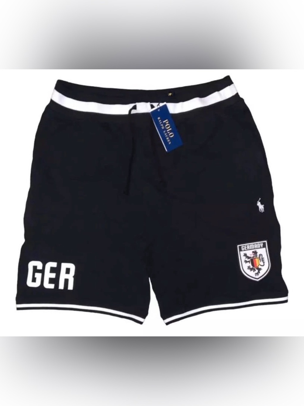 Ralph Lauren Black and White Athletic Drawstring Shorts